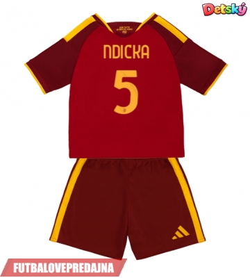 Lacne Dětský Futbalové dres AS Roma Evan Ndicka #5 2026-27 Krátky Rukáv - Domáci (+ trenírky)